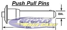Push Pull Pins T-Handle 1/4" Diameter, 1.500 Grip, Overall Length 3.020"