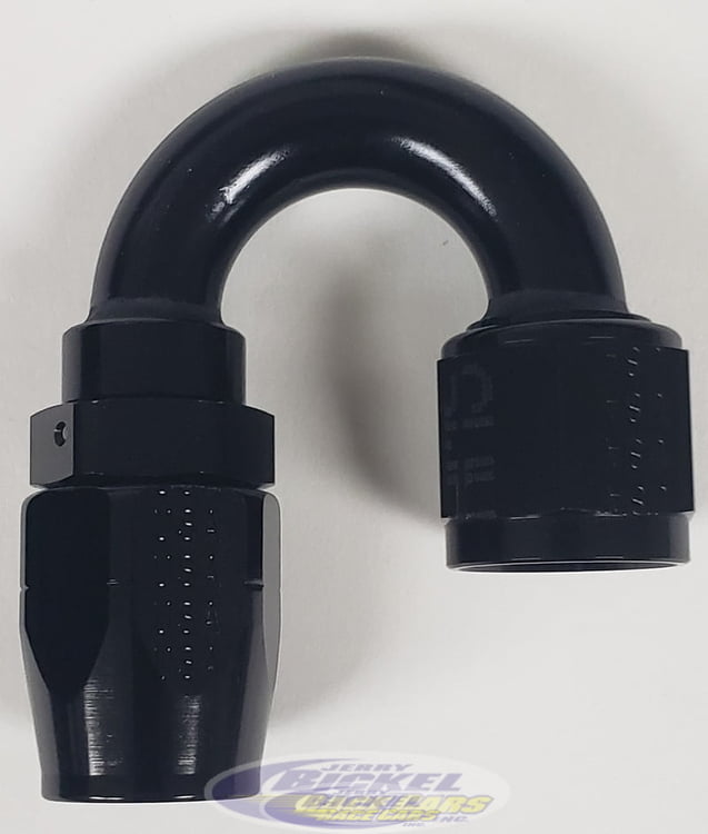 -6 180&ordm; Double Swivel Hose End - Aluminum - Black Anodized