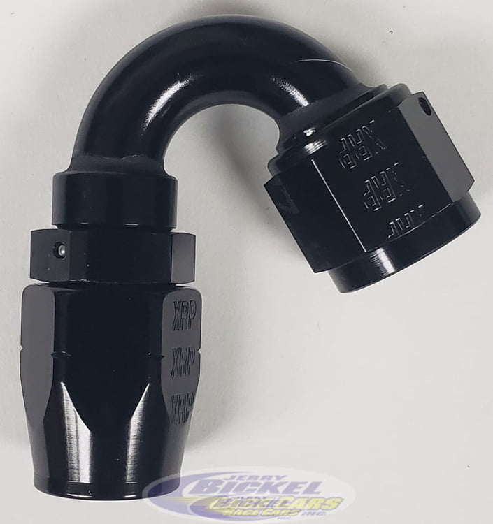 -12 150&ordm; Double Swivel Hose End - Aluminum - Black Anodized